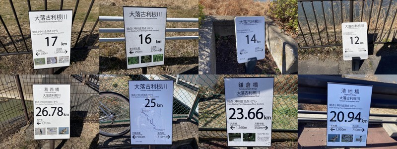 古利根川距離標識